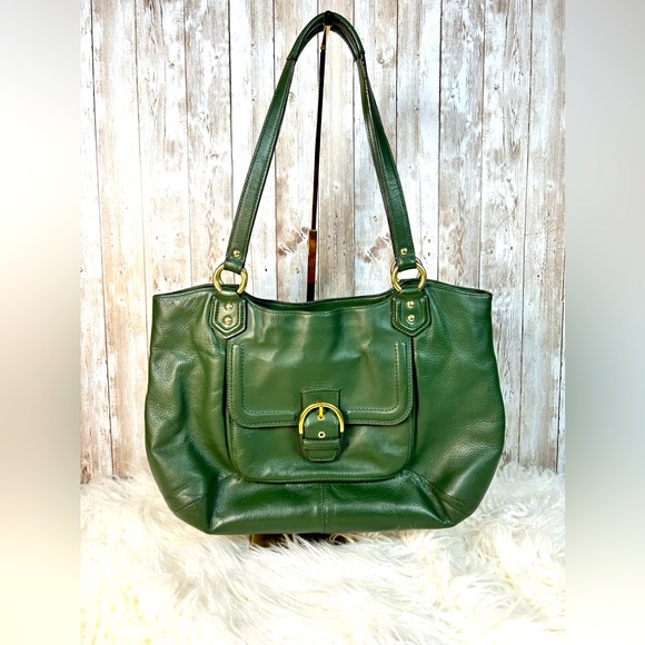 Coach Bags Coach Leather Satchel Handbag In Racing Green Large
